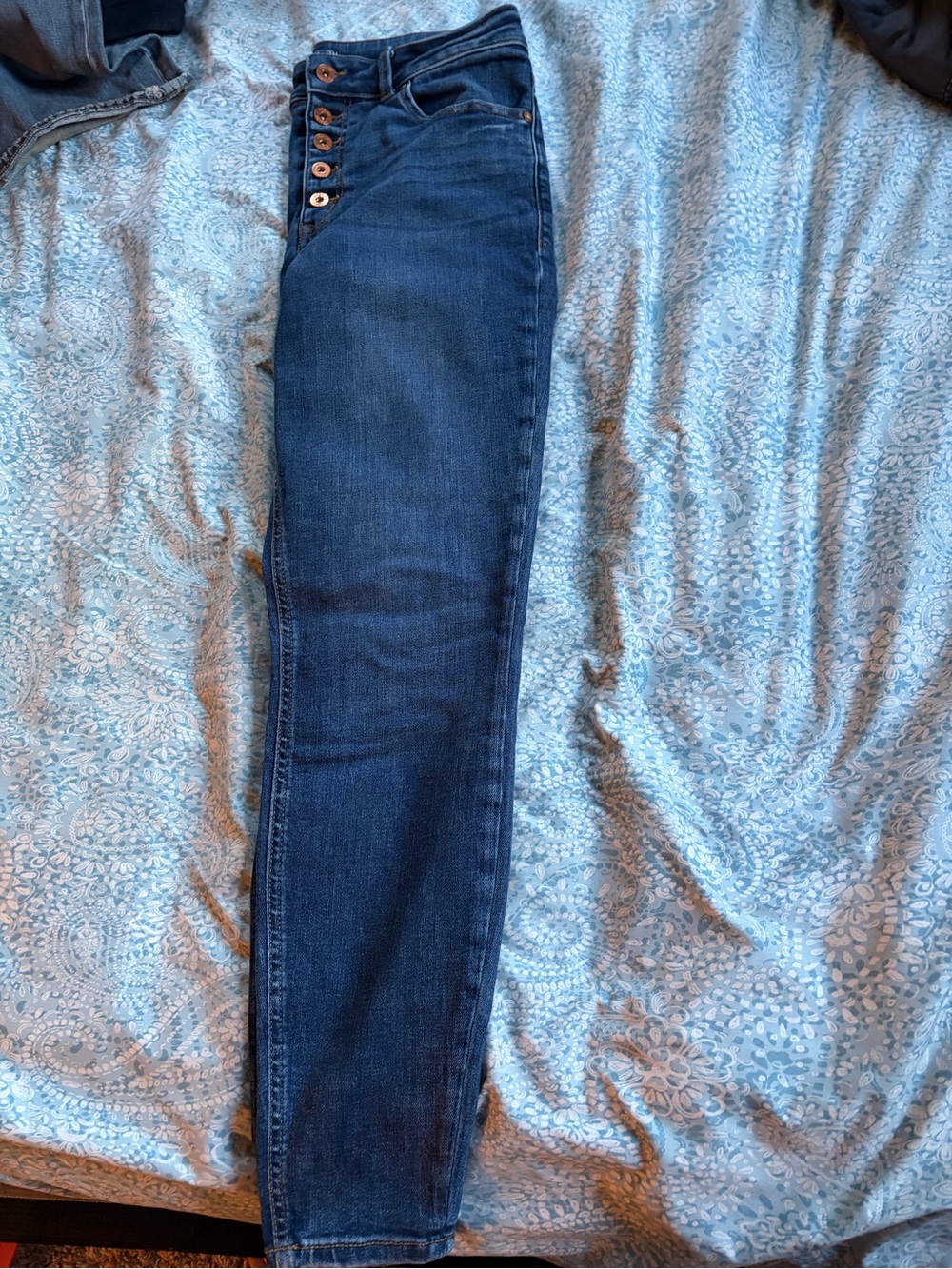 High-Rise Button-Fly Women's Jeans in Dark Blue